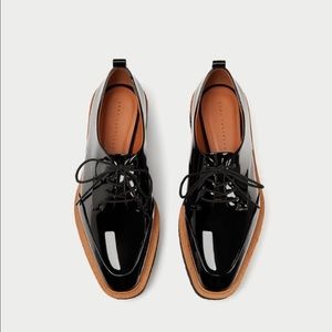 Zara Flat Platform Derby Creeper Shoes
